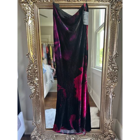 retrofête Freyja Velvet Silk Maxi Skirt Acid Roses Medium NEW NWT! - Picture 7 of 10